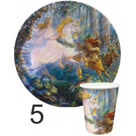 Тарелка и стакан  бумажная коллекция (серия)  дизайн детский "Волшебные сказки" 